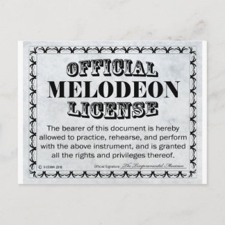Melodeon Licence Vykort