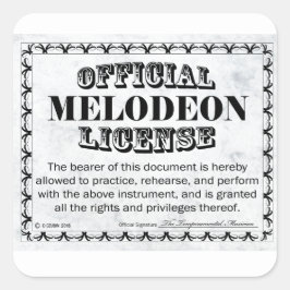 Melodeon License Square Sticker Fyrkantigt Klistermärke