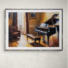 Melodic Echoes: Vintage Piano i Rustic Room Poster