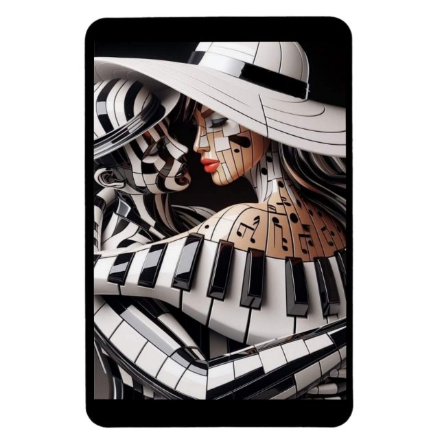 "Melodic Embrace - Artistic Music Thned Magnet" Magnet (Vertikal)