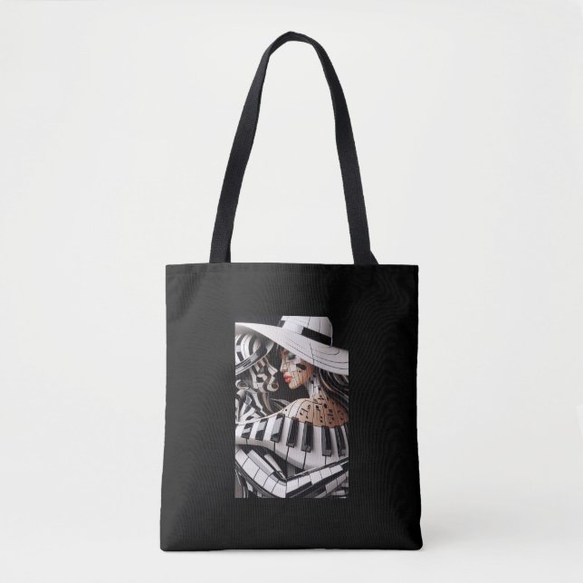 "Melodic Embrace: Music & Kärlek Tote Bag" Tygkasse (Framsida)