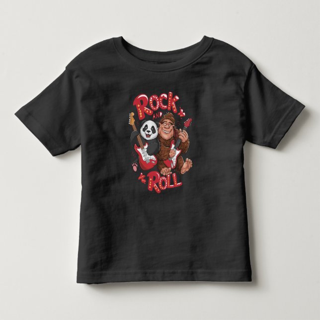 Melodic Harmony: Bigfoot and Panda Bear T Shirt (Framsida)