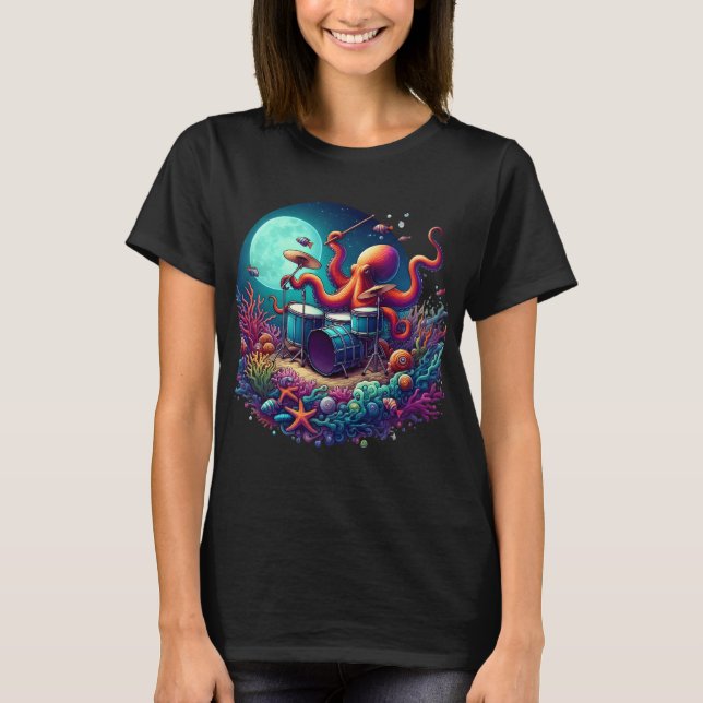 Melodic Octopus: Drumming i djupet T Shirt (Framsida)