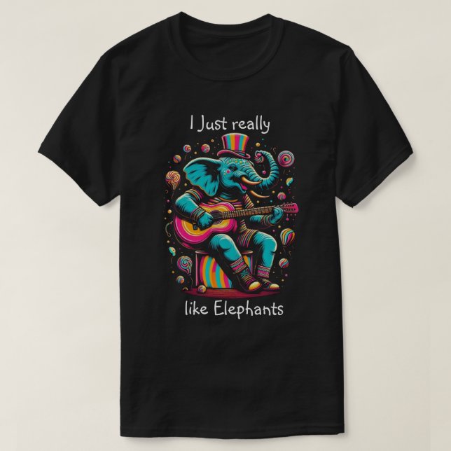 Melodic Pachyderm: Elephant Strumming a Guitar T Shirt (Design framsida)