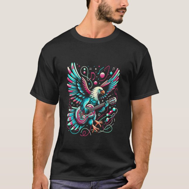 Melodic Vingar: Eagle Strumming Guitar T Shirt (Framsida)