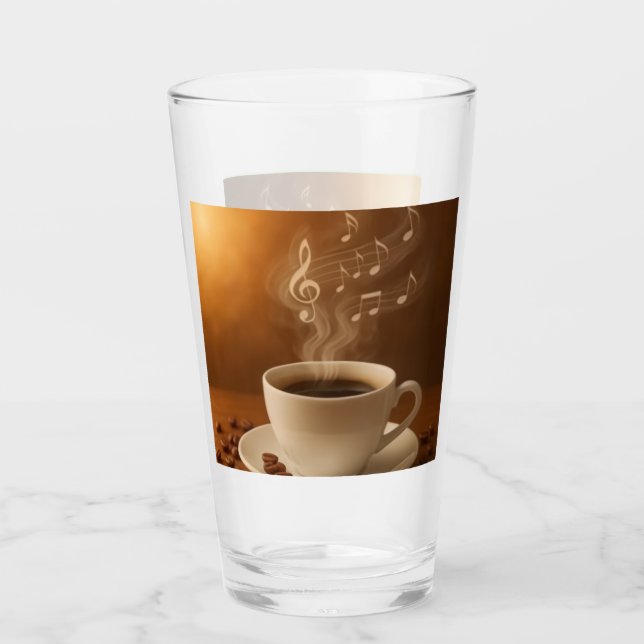 "Melodies in Steam: Musical Coffee Cup Art Mug" Glaskopp (Framsida)