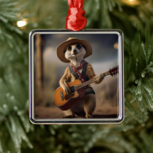 Melodies of the Savanna A Meerkat Guitar Sergranat Julgransprydnad Metall
