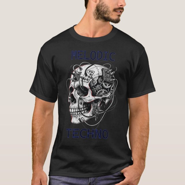 Melodisk Techno Skallkrets T Shirt (Framsida)