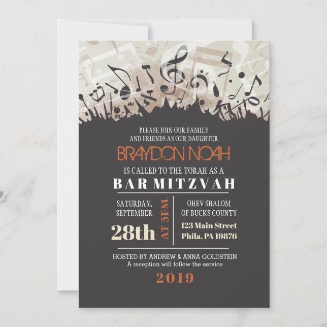 MELODY FÖR DEN Bat mitzvah inbjudan till TORAH Pub (Framsida)