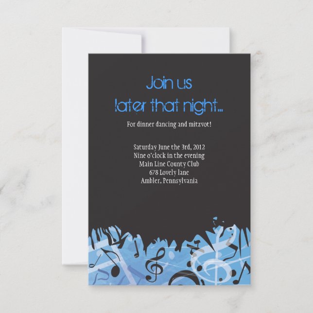 MELODY FÖR DET Bat mitzvah Party-kortet TORAH Pub Inbjudningar (Framsida)