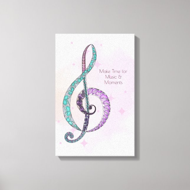 Melody in Line & Färg treble clef inlindad canvas (Framsida)