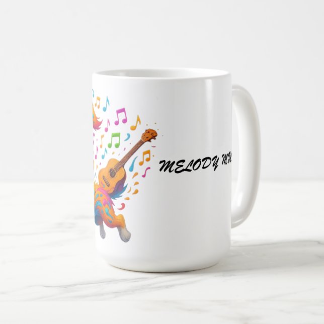 Melody Mutt" T-Shirt - Whimsical Musical Dog Desig Kaffemugg (Framsida höger)