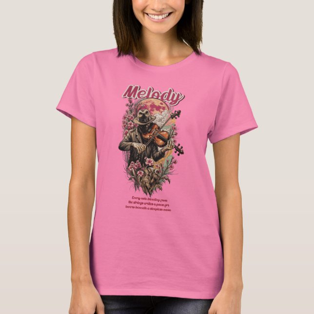 Melody of the Sleepless Måne Artistic Violin Ser T Shirt (Framsida)