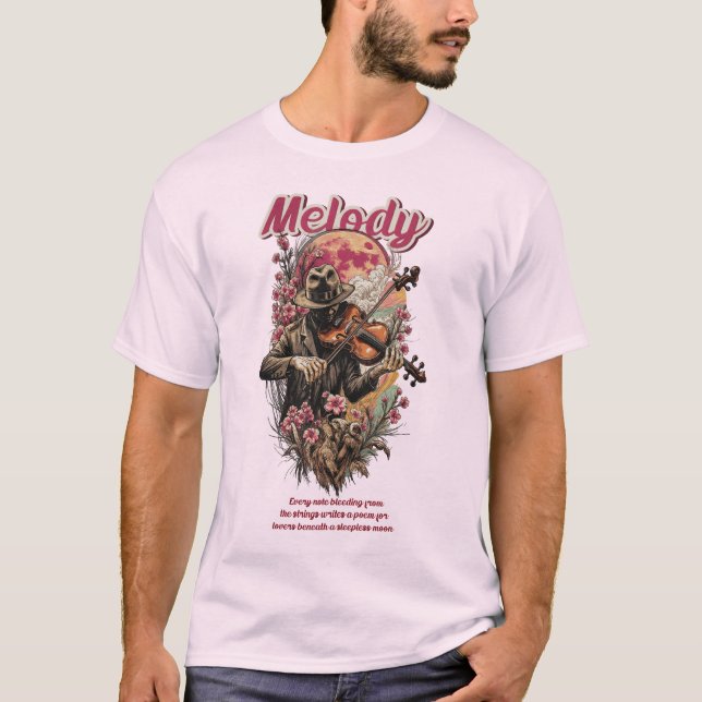 Melody of the Sleepless Måne Artistic Violin Ser T Shirt (Framsida)