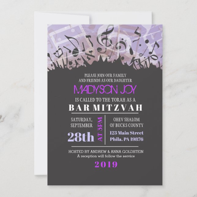 MELODY of the TORAH Pub Bat mitzvah Investigation Inbjudningar (Framsida)