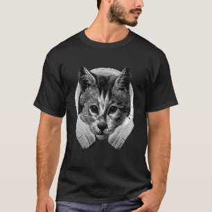Melomane Cat with Dj Audio Headset Roligt Kitten H T Shirt