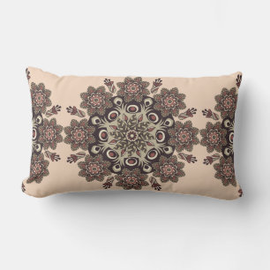 Melon/Black Reversible Mandala Lumbar Pillow Lumbarkudde
