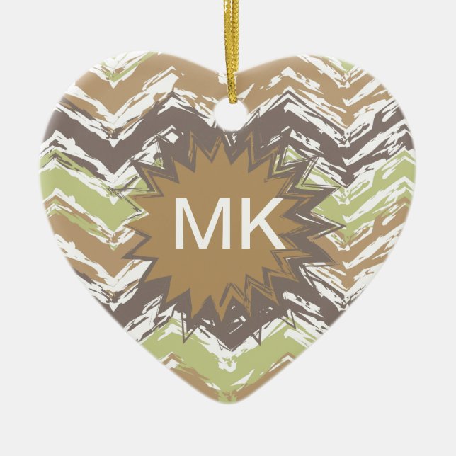 Melon Brandy Scribble ZigZag Mönster Julgransprydnad Keramik (Framsidan)