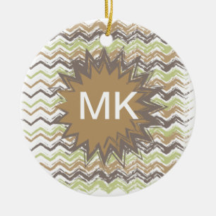 Melon Brandy Scribble ZigZag Mönster Julgransprydnad Keramik