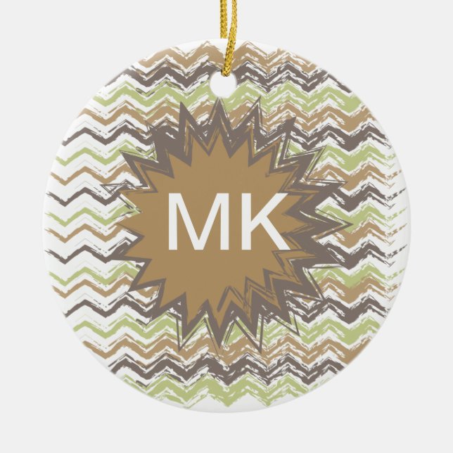 Melon Brandy Scribble ZigZag Mönster Julgransprydnad Keramik (Framsidan)