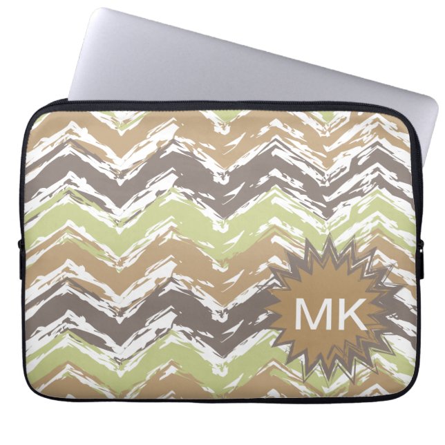 Melon Brandy Scribble ZigZag Mönster Laptop Sleeve (Framsidan)