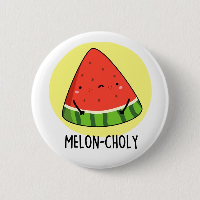 Melon-choly Funny Ledsen Watermelon Pun Knapp (Framsida)