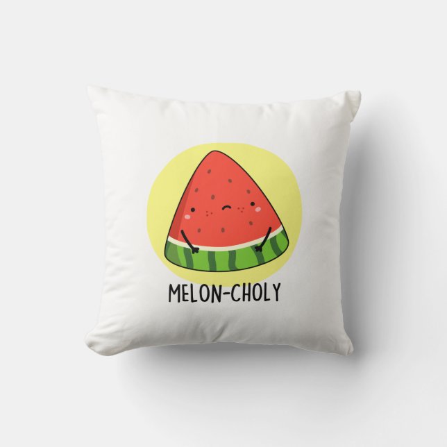 Melon-choly Funny Ledsen Watermelon Pun Kudde (Framsida)
