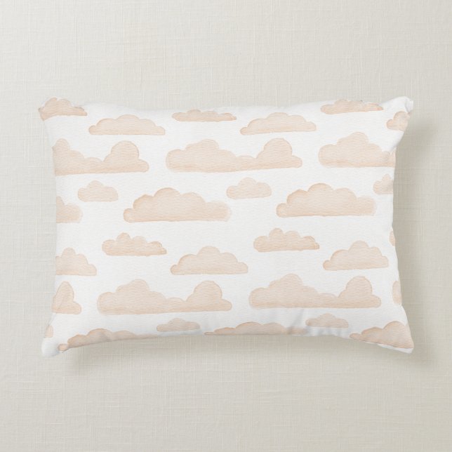 Melon Dreamtime Watercolor Clouds accent Pillow Prydnadskudde (Framsidan)