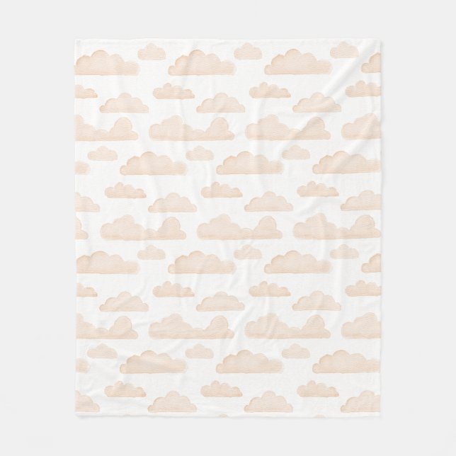 Melon Dreamtime Watercolor Clouds Fleece Blanket (Framsidan)