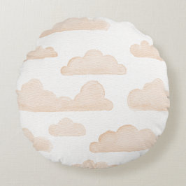 Melon Dreamtime Watercolor Clouds Round Pillow Rund Kudde
