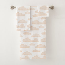 Melon Dreamtime Watercolor Clouds Towel