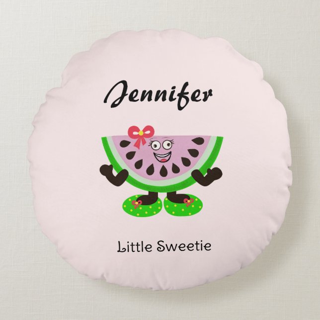 Melon Girl Rund Kudde (Framsidan)