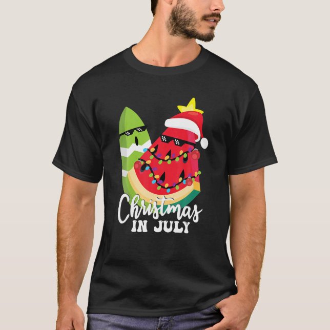 Melon Julgran jul i juli Cute Pixel T Shirt (Framsida)
