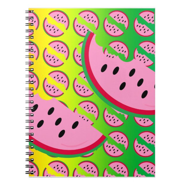 Melon Mania Roligt Rainbow Watermelon Mönster Anteckningsbok (Framsidan)