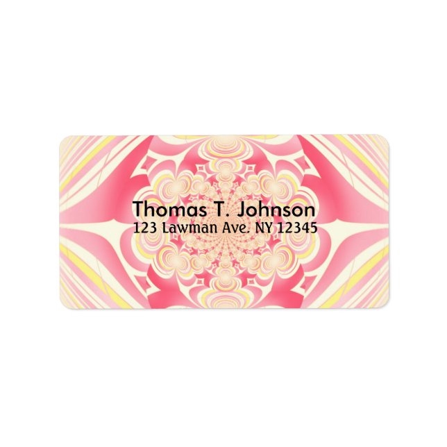 Melon och Gult Fractal Art Adressetikett (Framsidan)