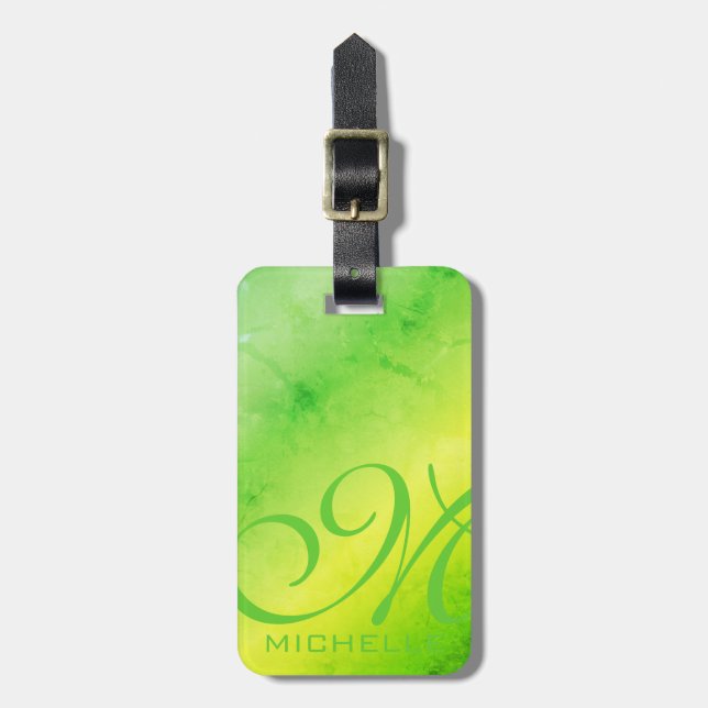 Melon Script Monogrammed Luggage Tag Bagagebricka (Vertikal Framsida)