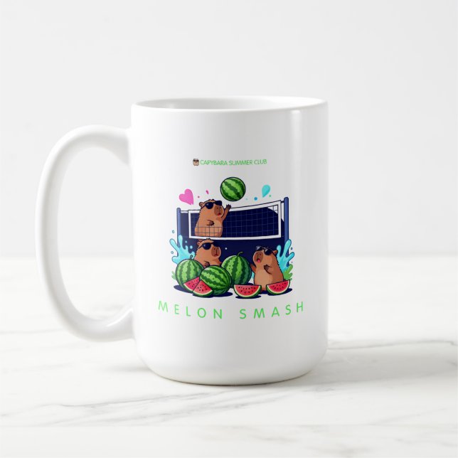 Melon Smash Capybara Sommar Klubb – Söt Capybara V Kaffemugg (Vänster)