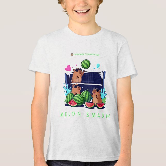 Melon Smash Capybara Sommar Klubb – Söt Capybara V T Shirt (Framsida)