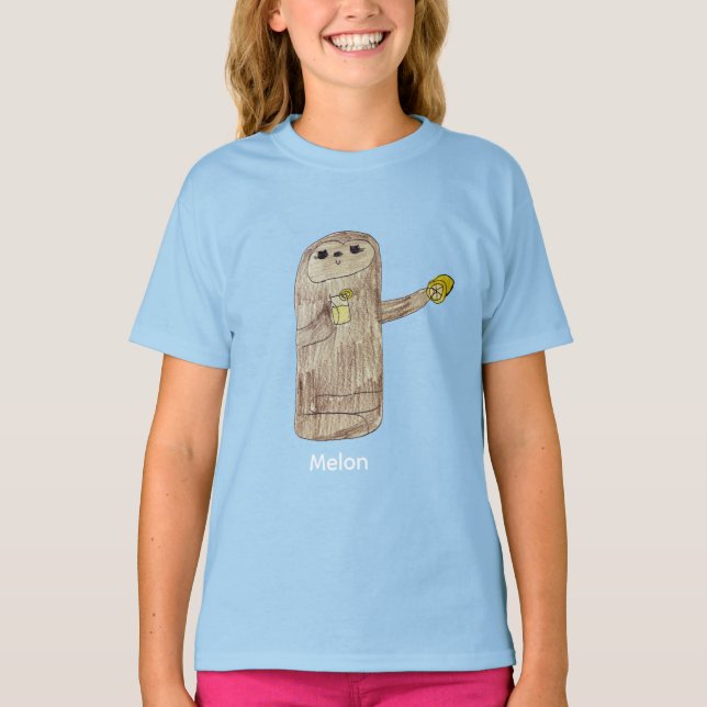 Melon the Sloth – Cute Hand-Drawn Sloth T-Shirt (Framsida)