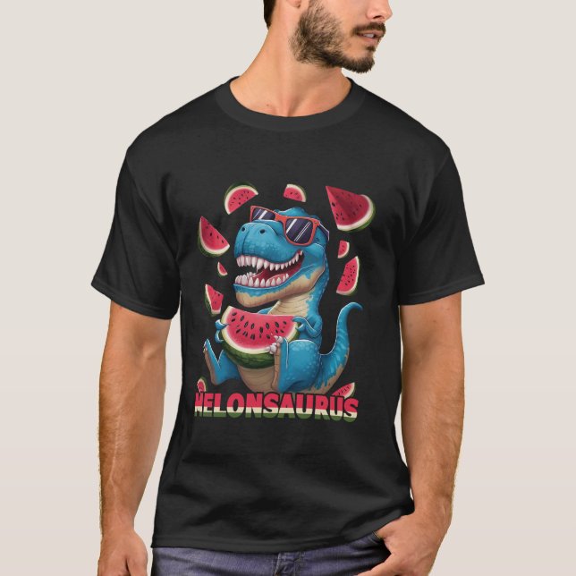 Melonsaurus Watermelon Dinosaur Sommar Tropical FR T Shirt (Framsida)
