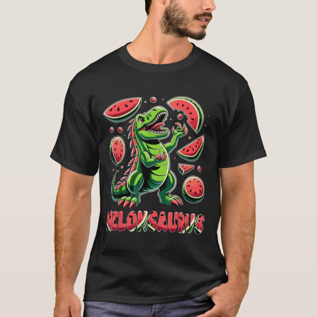 Melonsaurus Watermelon Dinosaur Summer Tropical Va T Shirt (Framsida)