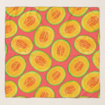 Melonsegment, vattenfärg mönster sjal<br><div class="desc">Vattenfärgsdesign i mönster med melonsegment på röd bakgrund</div>