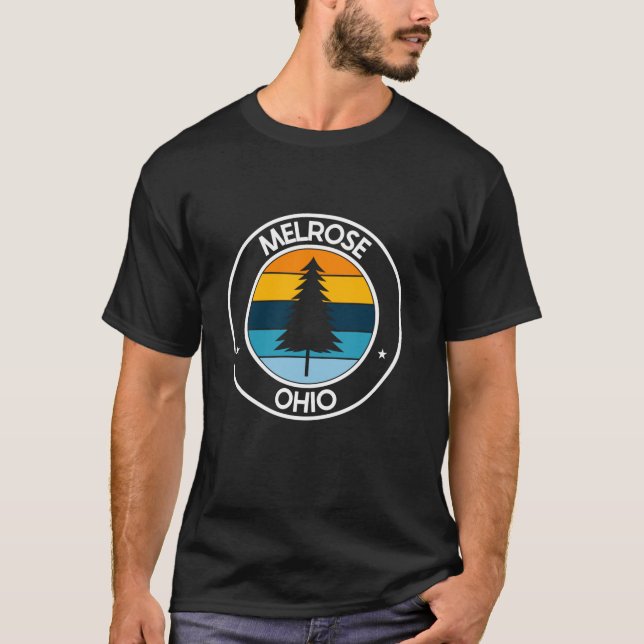 Melrose Ohio OH USA City Pride Retro Sunset T Shirt (Framsida)