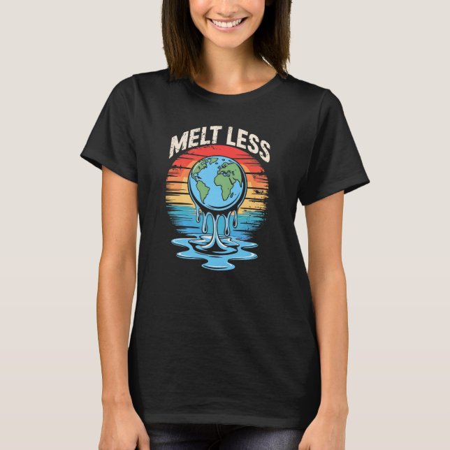 Melt Less Earth - Retro Global Warming Message T Shirt (Framsida)