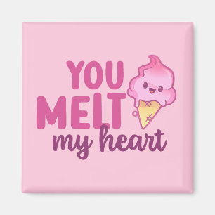 Melt My Heart Funny Pun Cute Valentine Day Rosa Magnet