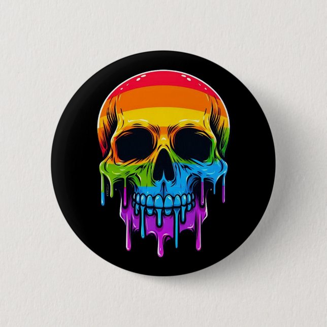 Melthing Rainbow Skull Knapp (Framsida)
