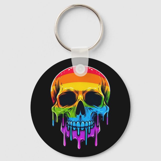 Melthing Rainbow Skull Nyckelring (Framsida)