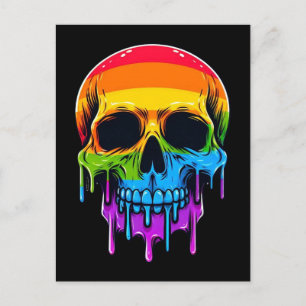 Melthing Rainbow Skull Vykort