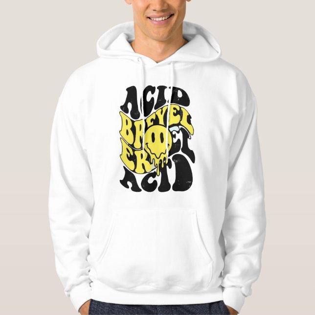 Melting Acid Smiley Face Psychedelic Liquid Typogr Hoodie (Framsida)