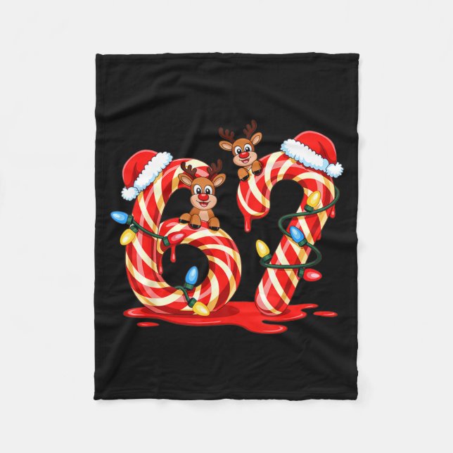 Melting Candy Cane 67 Christmas Design Santa Hat H Fleecefilt (Framsidan)